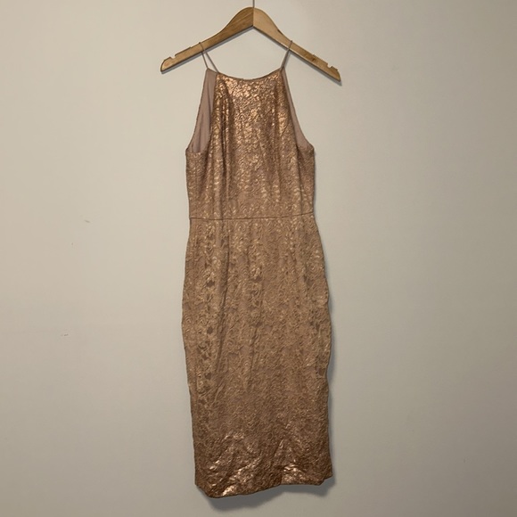 Adrianna Papell Rose Gold Lace Dress Size 6 - Picture 3 of 8